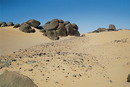 Sudan, Wadi Howar, Fundplatz mit Wollsäcken